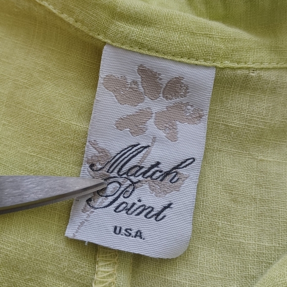 Match Point 100% Linen Artsy Lagenlook Lime Tunic Top - Picture 12 of 16